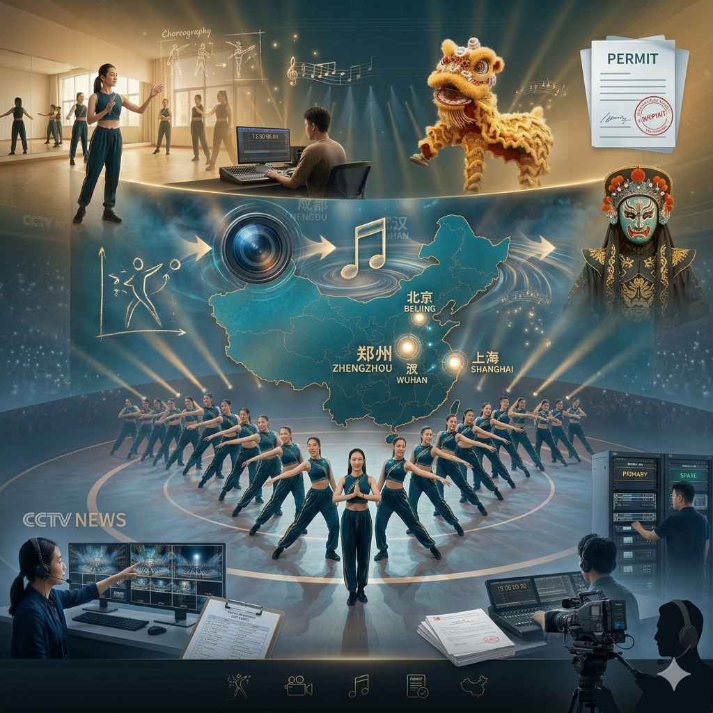ING Entertainment services banner showing creative development, 52-member troupe including ING Girls on LED stage with morphing service icons, and bilingual technical production team—comprehensive event services across China.